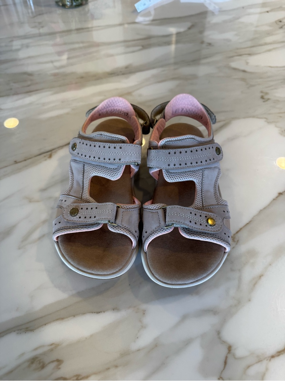 SAS Women’s Taupe and Pink 3 way Velcro Sandals